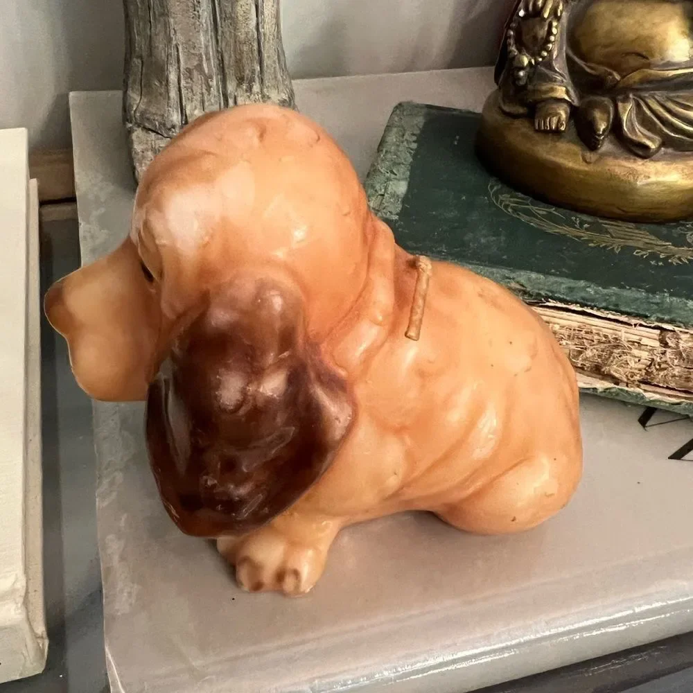 Vintage Bassett Hound Dog Wax Figure Candle Collectable Decorative Gloss Unlit